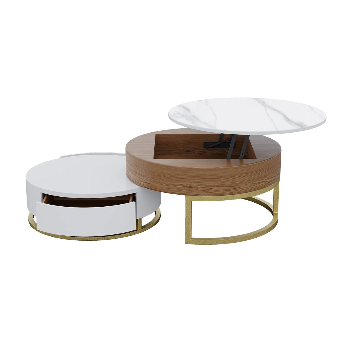 Aura Wood Coffee Table | 32" Walnut Round With Nesting