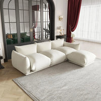 Matrix Modern Sectional Sofas | Beige Chenille Couch Sectionals 3-seaters with 1 Ottoman