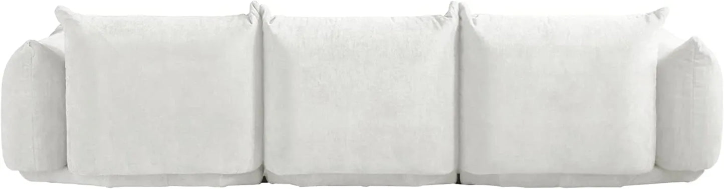 Matrix Modern Sectional Sofas | Beige Chenille Couch Sectionals 3-seaters with 1 Ottoman