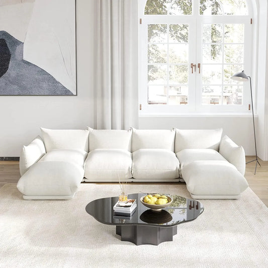 Matrix Modern Sectional Sofas | Beige Chenille Couch Sectionals 4-seaters