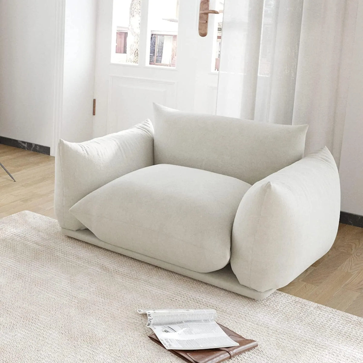 Sofá modular individual Matrix de 1 plaza, color beige | 1 pieza, tejido de chenilla, diseño compacto
