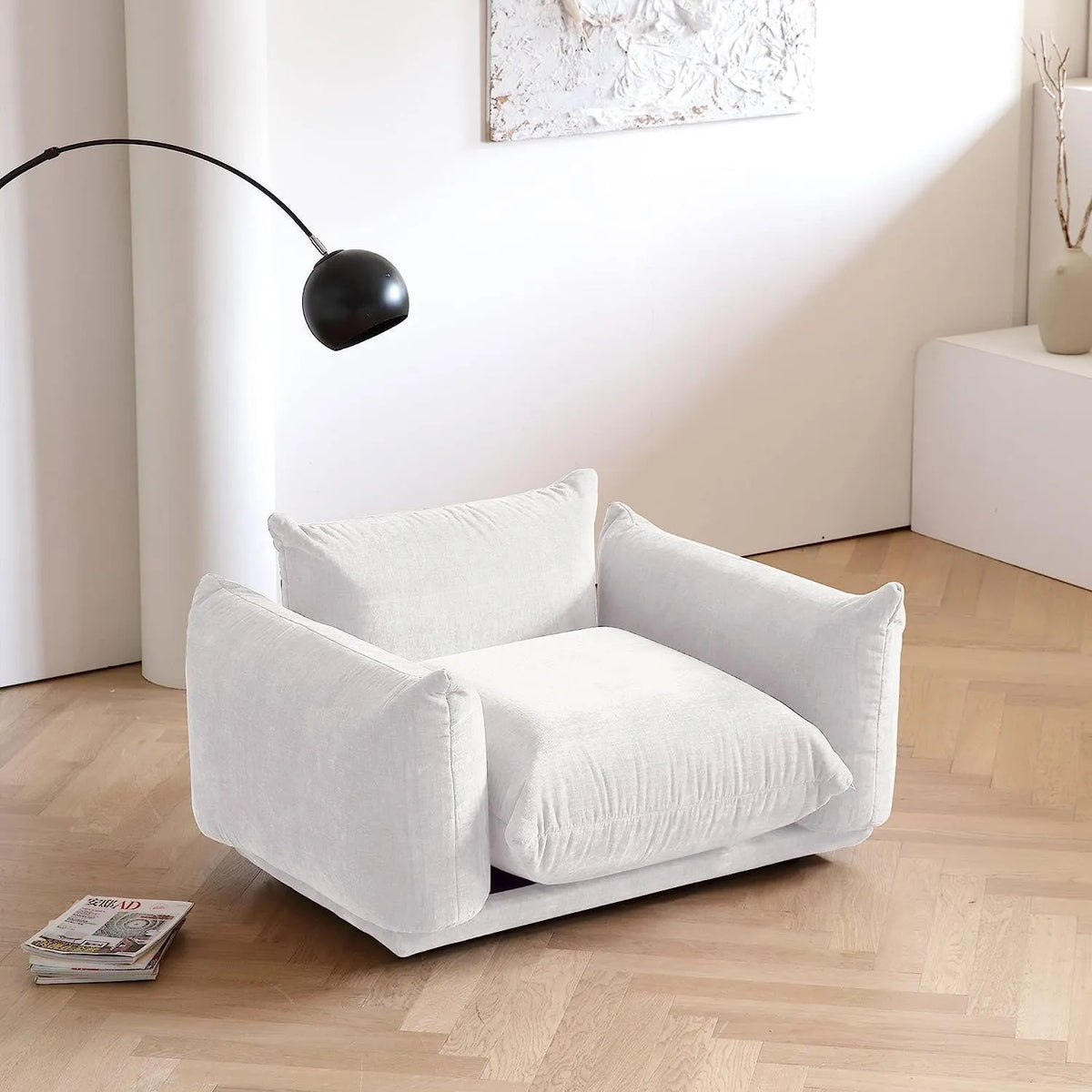 Sofá modular individual Matrix de 1 plaza, color beige | 1 pieza, tejido de chenilla, diseño compacto