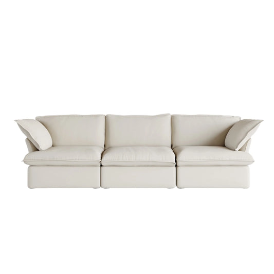 Deluxe Linen Cloud Sectional Sofas Covers | Beige Cotton and Linen Sofa Cover for 3-Seater