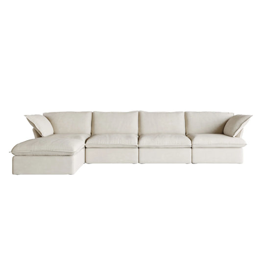 Deluxe Linen Cloud Sectional Sofas Covers | Beige Cotton and Linen Sofa Cover for 4-Seater
