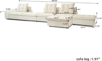 Deluxe Adjustable Cloud Sectional Sofas | Beige Frosted Velvet Couch Sectionals 3-seaters
