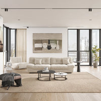 Essential Loveseat Lazy Sofas | Beige Frosted Velvet Loveseats 2-seaters 105"