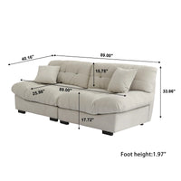 Essential Loveseat Lazy Sofas | Beige Frosted Velvet Loveseats 2-seaters 89"