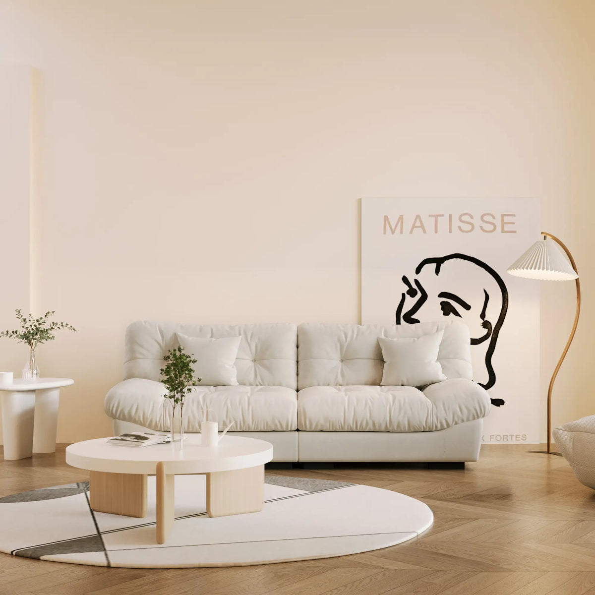 Essential 2-Seater beige Frosted Velvet Loveseats | 2-Piece, Frosted Velvet Fabric, Small Space