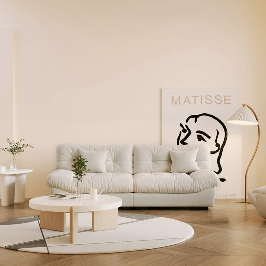 Essential Loveseat Lazy Sofas | Beige Frosted Velvet Loveseats 2-seaters 89"