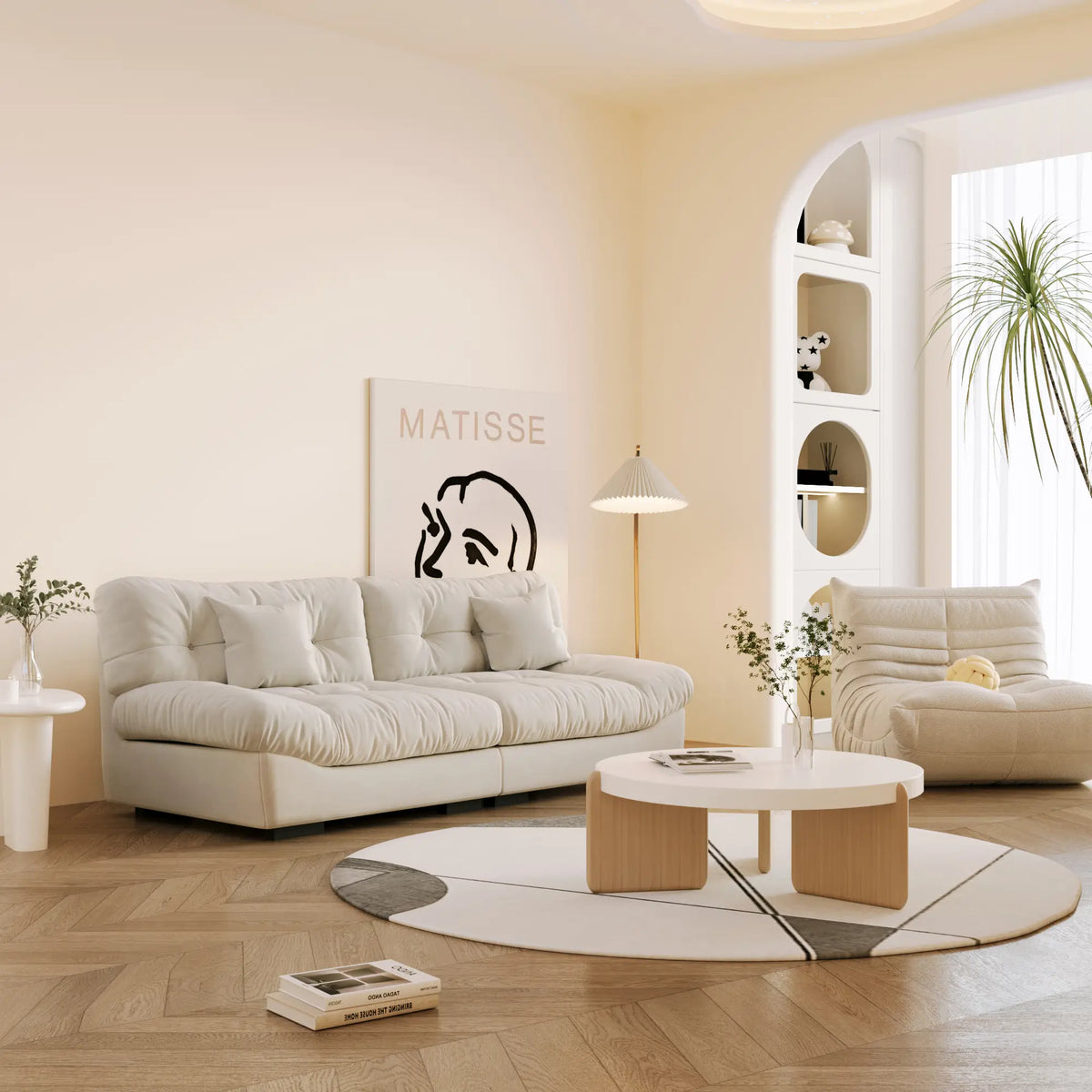 Essential 2-Seater beige Frosted Velvet Loveseats | 2-Piece, Frosted Velvet Fabric, Small Space