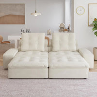Deluxe Adjustable Cloud Sectional Sofas | Beige Frosted Velvet Loveseats 2-seaters