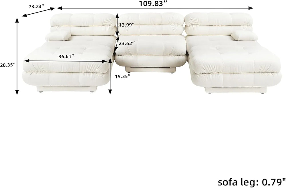Matrix Italian Modular Sofas | Beige Teddy Velvet Couch Sectionals 3-seaters