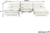 Matrix Italian Modular Sofas | Beige Teddy Velvet Couch Sectionals 3-seaters