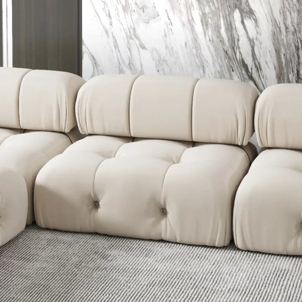 Matrix Minimalist Modular Sofas | Beige Velvet Armless Single Sofa 1-seater
