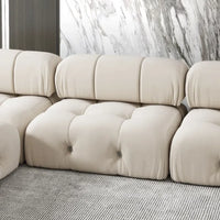 Matrix Minimalist Modular Sofas | Beige Velvet Armless Single Sofa 1-seater