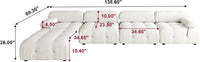 Matrix Minimalist Modular Sofas | Beige Velvet Couch Sectionals 4-seaters with 1 Ottoman
