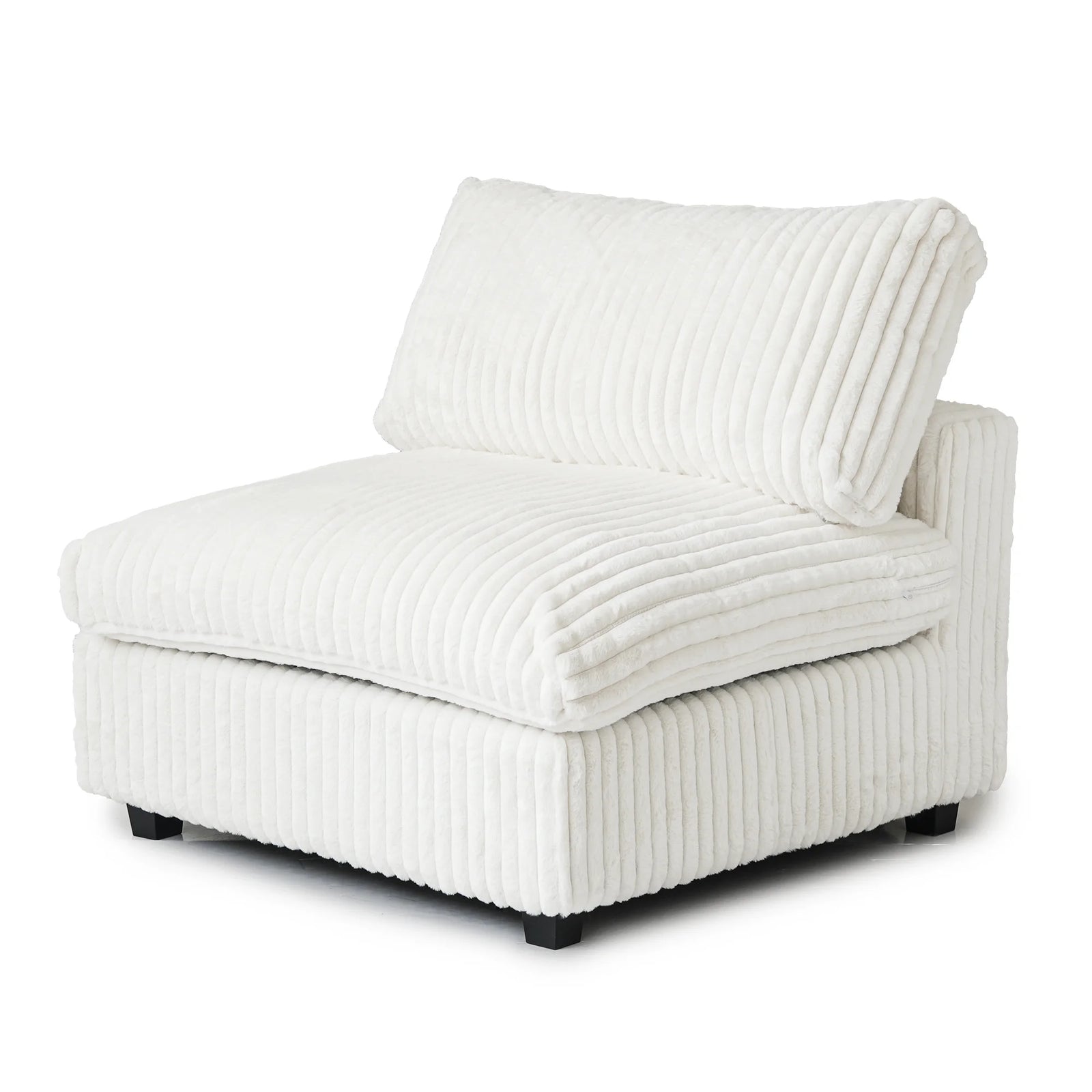 Fundas de sofá seccional Deluxe Classic Cloud | Fundas de sofá de tela afelpada beige para asiento central