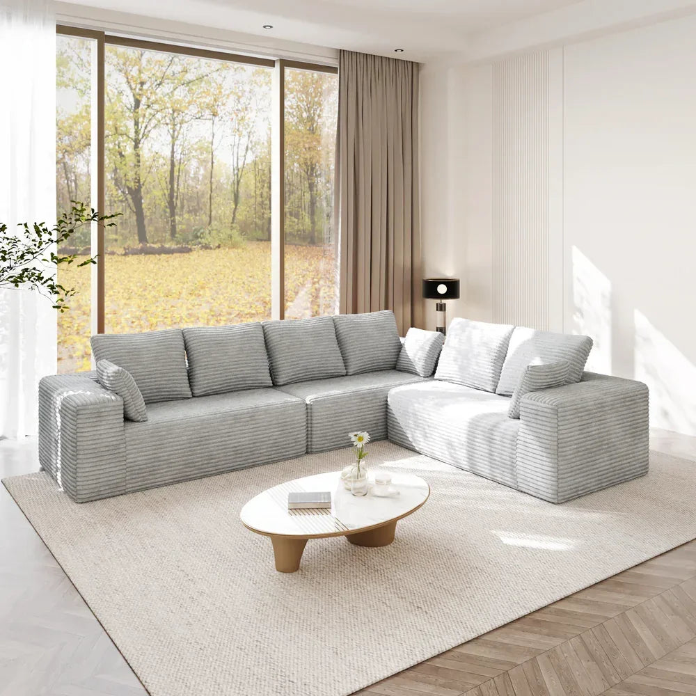 Best sofa for dogs tested by WJS Home WJS Home 3 Piece Corduroy Sectional Provides Heavy Duty Support for Large Breeds