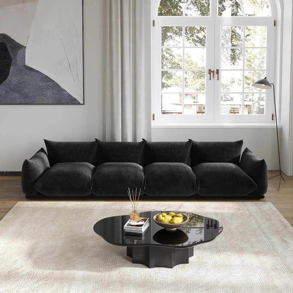 Matrix Modern Sectional Sofas | Black Chenille Couch Sectionals 4-seaters