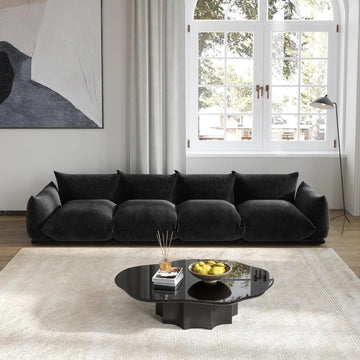 Matrix 4-Seater Black Modular Couch Sectional | 4-Piece, Chenille Fabric, Spacious Design