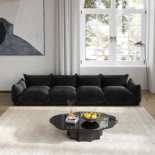 Matrix Modern Sectional Sofas | Black Chenille Couch Sectionals 4-seaters