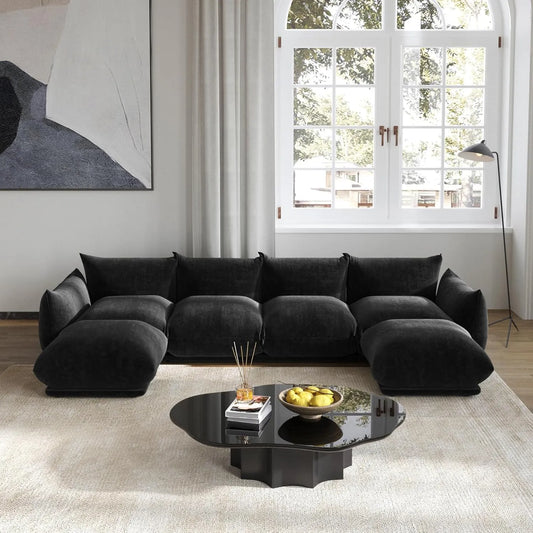 Matrix Modern Sectional Sofas | Black Chenille Couch Sectionals 4-seaters