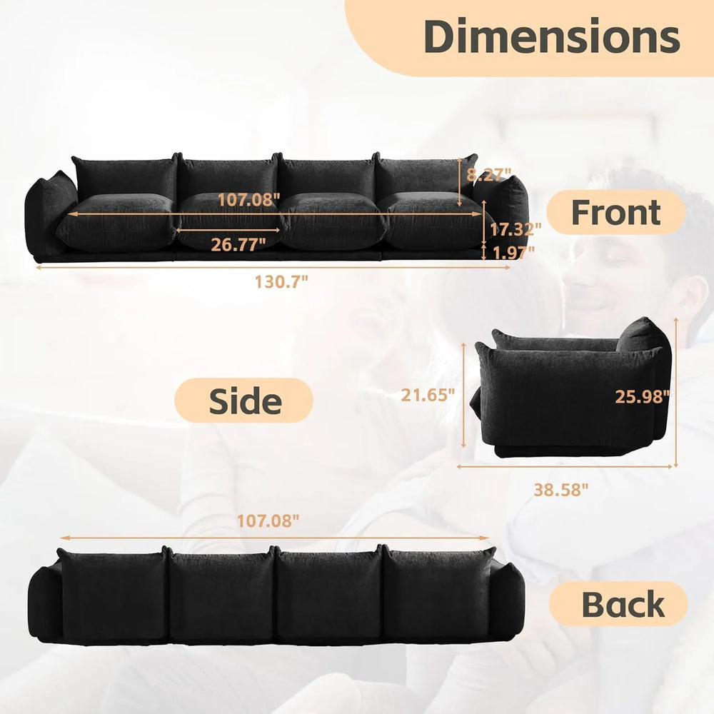 Matrix Modern Sectional Sofas | Black Chenille Couch Sectionals 4-seaters