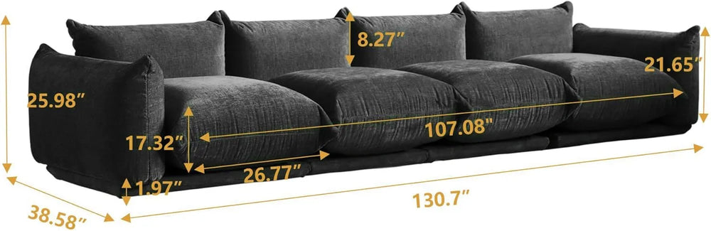 Matrix Modern Sectional Sofas | Black Chenille Couch Sectionals 4-seaters