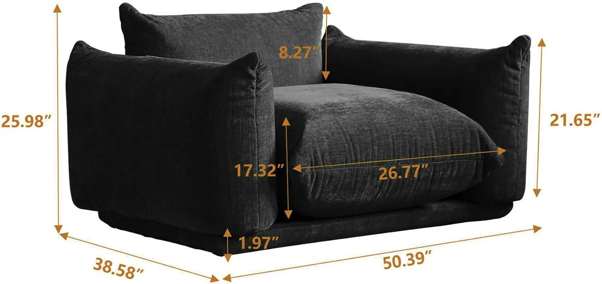 Sofá modular individual Matrix de 1 plaza, color negro | 1 pieza, tejido de chenilla, ideal para apartamentos.