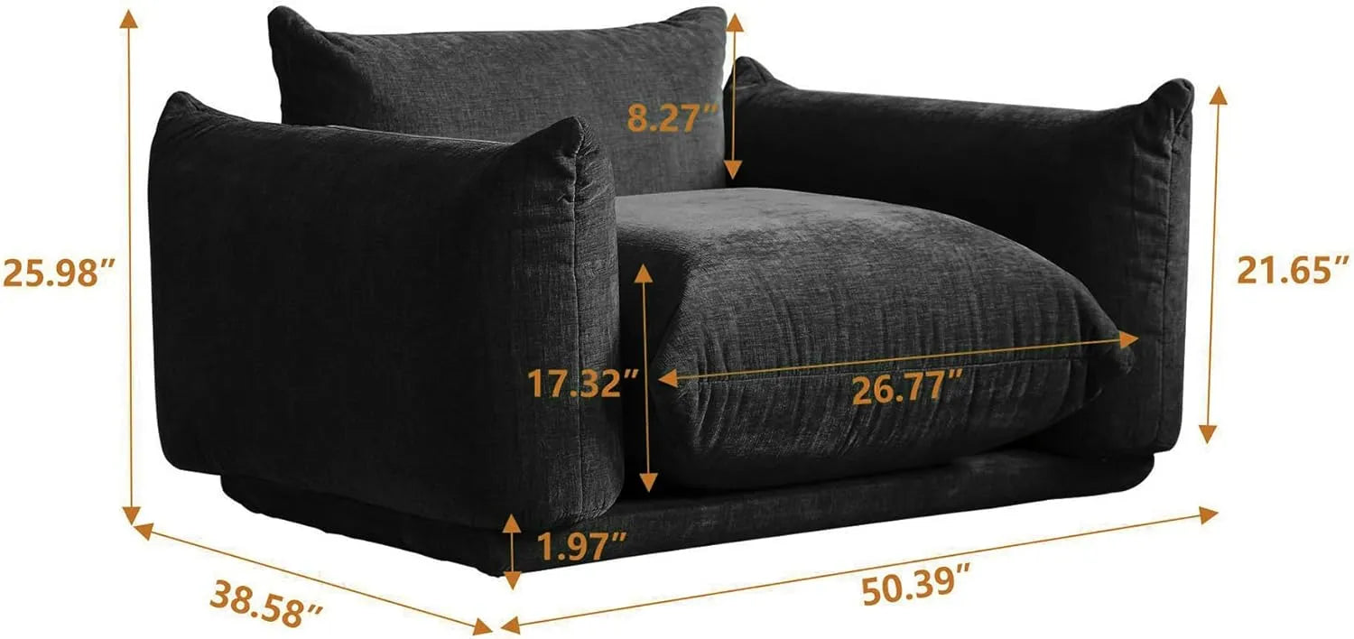 Sofá modular individual Matrix de 1 plaza, color negro | 1 pieza, tejido de chenilla, ideal para apartamentos.