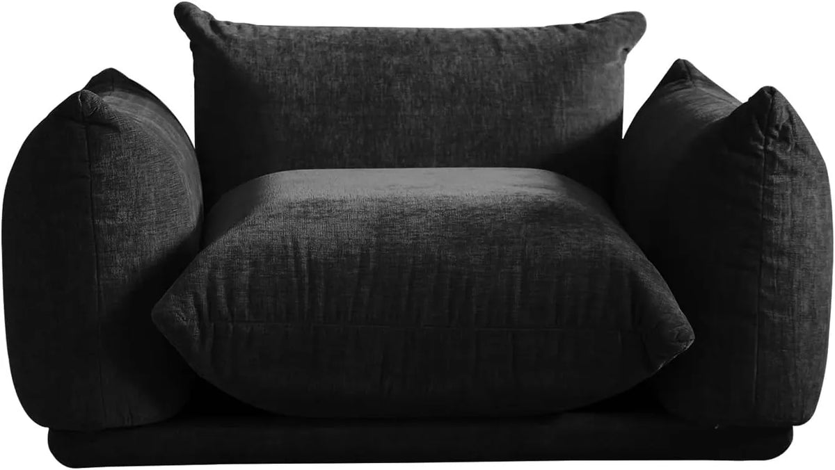 Sofá modular individual Matrix de 1 plaza, color negro | 1 pieza, tejido de chenilla, ideal para apartamentos.