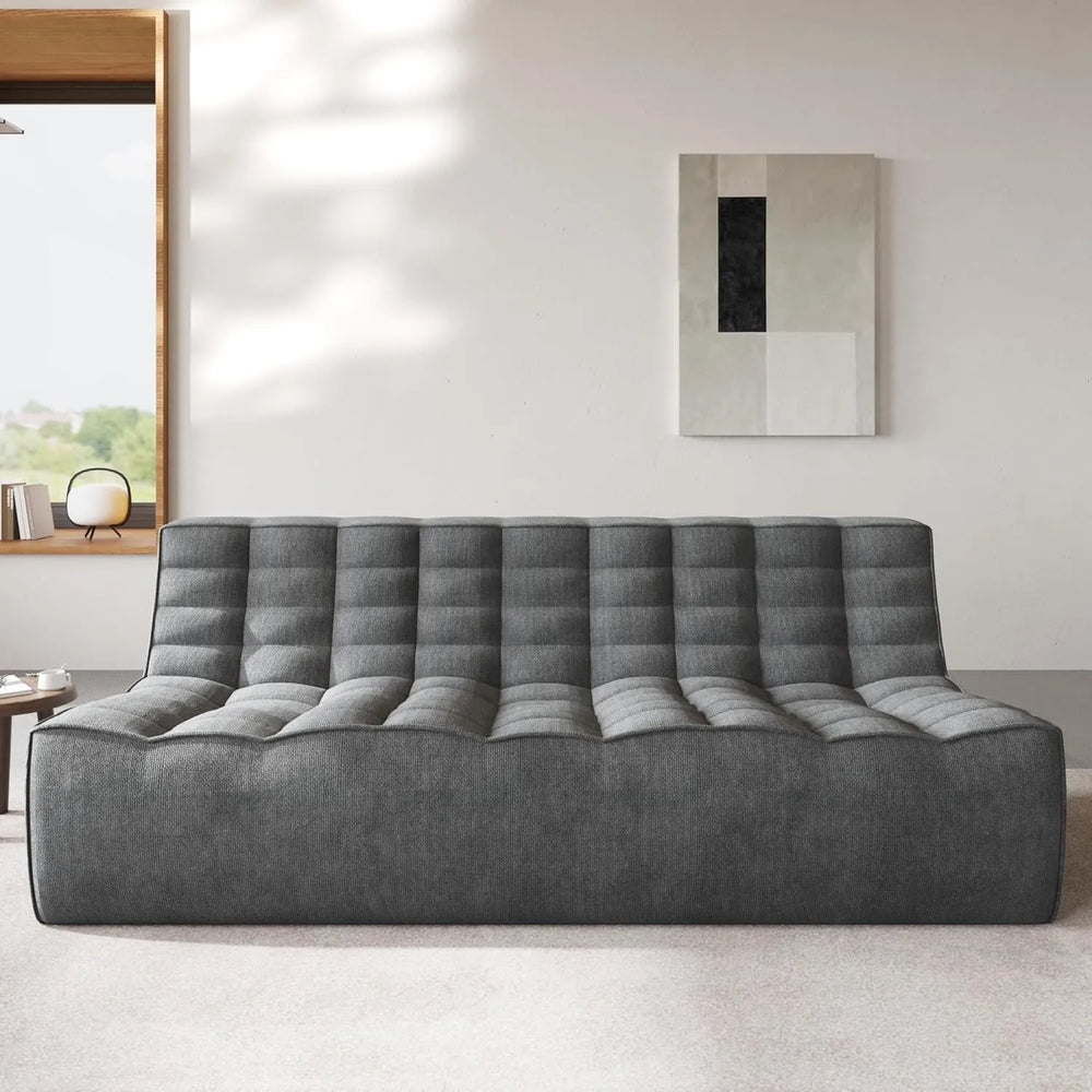 Essential Classic Floor Sofas | Black Chenille and Linen Couch Sectionals 3-seaters