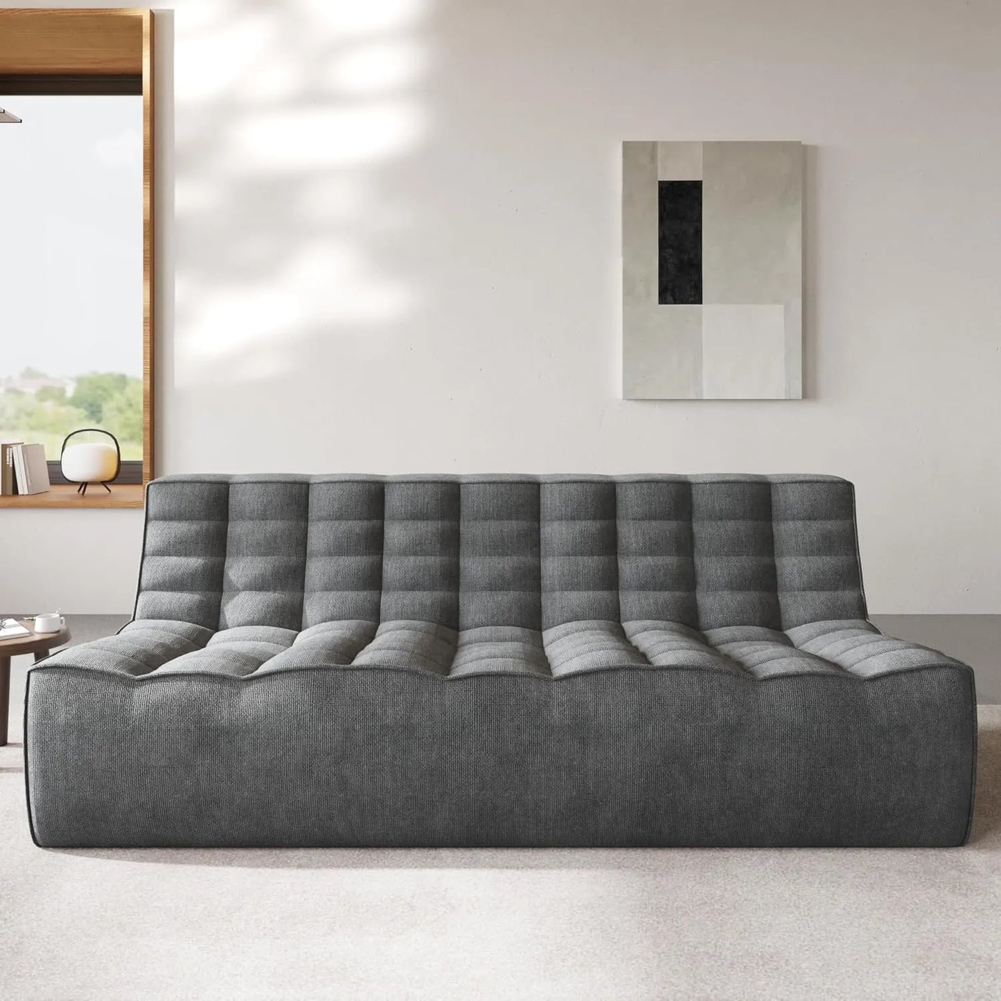 Essential Classic Floor Sofas | Black Chenille and Linen Couch Sectionals 3-seaters
