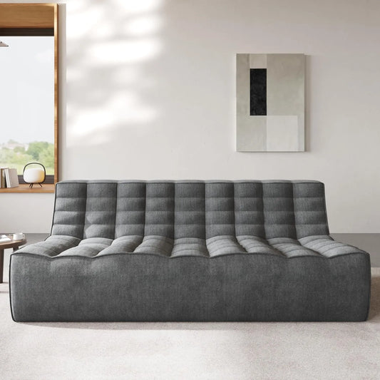 Essential Classic Floor Sofas | Black Chenille and Linen Couch Sectionals 3-seaters