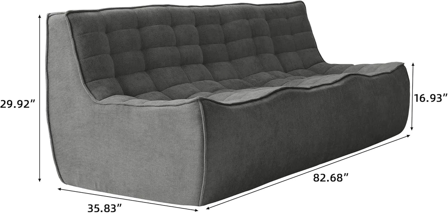 Essential Classic Floor Sofas | Black Chenille and Linen Couch Sectionals 3-seaters
