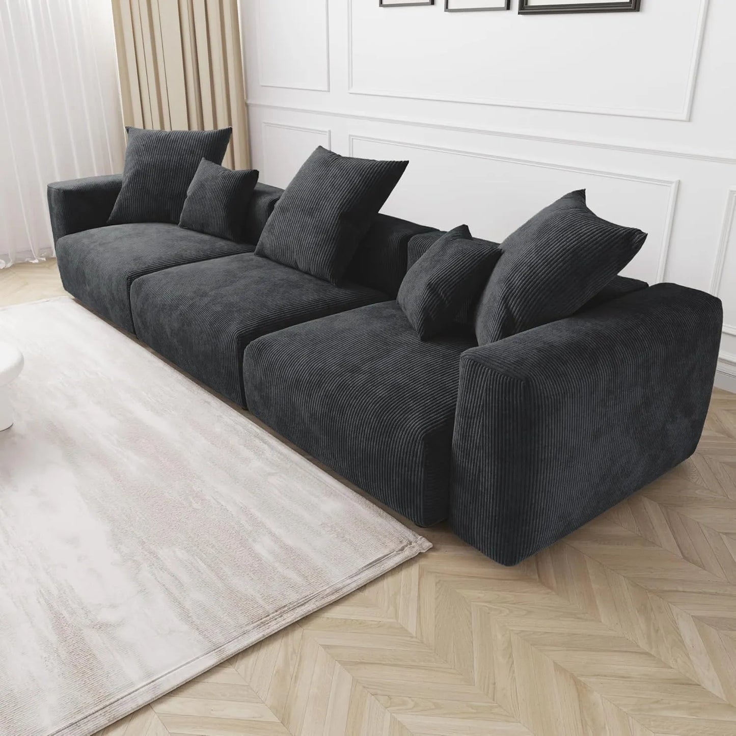 Matrix Modern Modular Sofas | Black Corduroy Couch Sectionals 3-seaters