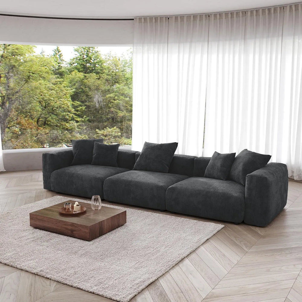 Matrix Modern Modular Sofas | Black Corduroy Couch Sectionals 3-seaters