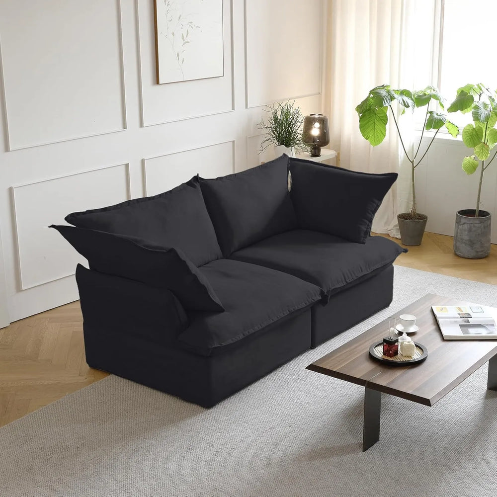 Deluxe Linen Cloud Sectional Sofas | Black Cotton and Linen Loveseats 2-seaters