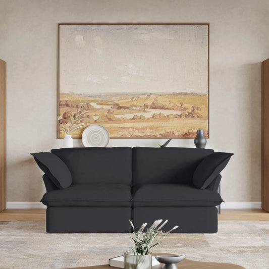 Deluxe Linen Cloud Sectional Sofas | Black Cotton and Linen Loveseats 2-seaters