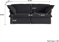 Deluxe Linen Cloud Sectional Sofas | Black Cotton and Linen Loveseats 2-seaters