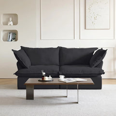 Deluxe Linen Cloud Sectional Sofas | Black Cotton and Linen Loveseats 2-seaters