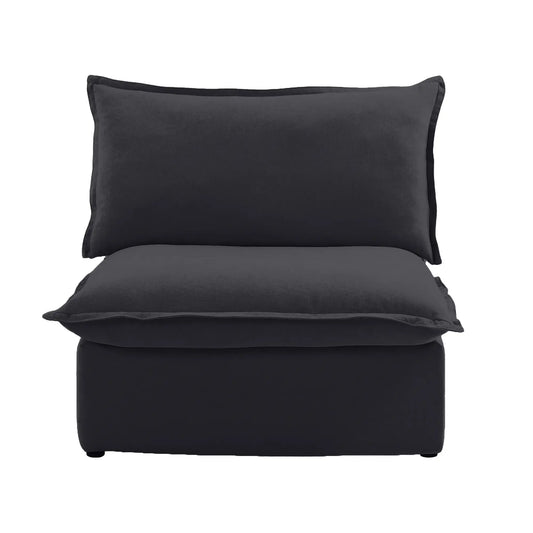 Deluxe Linen Cloud Sectional Sofas Covers | Black Cotton and Linen Sofa Cover for Middle