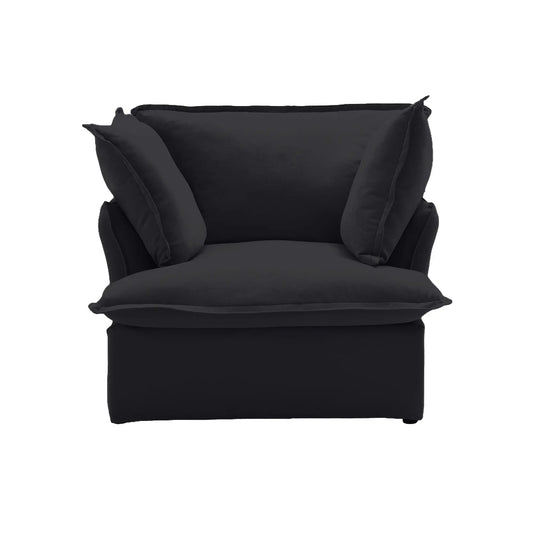 Deluxe Linen Cloud Sectional Sofas Covers | Black Cotton and Linen Sofa Cover for Single Seat