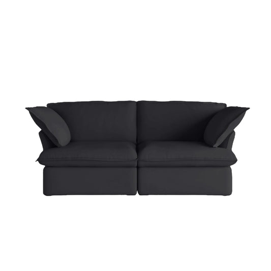 Deluxe Linen Cloud Sectional Sofas Covers | Black Linen Cotton Sofa Cover for 2-Seater