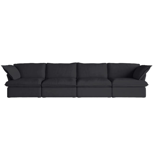 Deluxe Linen Cloud Sectional Sofas Covers | Black Linen Cotton Sofa Cover for 4-Seater