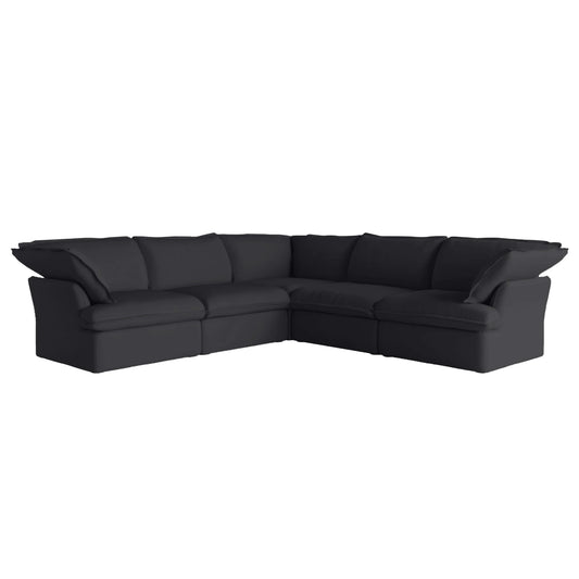 Deluxe Linen Cloud Sectional Sofas Covers | Black Linen Cotton Sofa Cover for 5-Seater