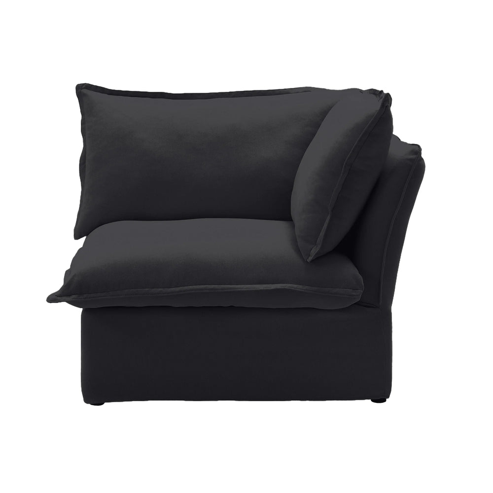Deluxe Linen Cloud Sectional Sofas Covers | Black Linen Sofa Cover for Left Armrest Seat