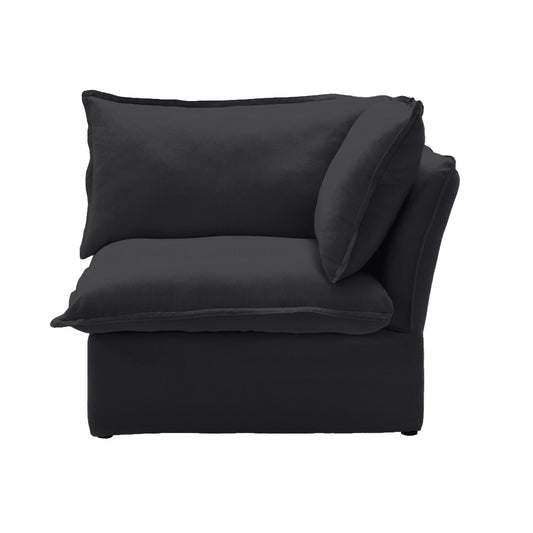 Deluxe Linen Cloud Sectional Sofas Covers | Black Linen Sofa Cover for Left Armrest Seat
