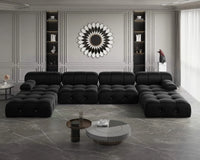 Matrix Minimalist Modular Sofas | Black Velvet Couch Sectionals 4-seaters With Ottoman