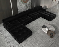 Matrix Minimalist Modular Sofas | Black Velvet Couch Sectionals 4-seaters With Ottoman